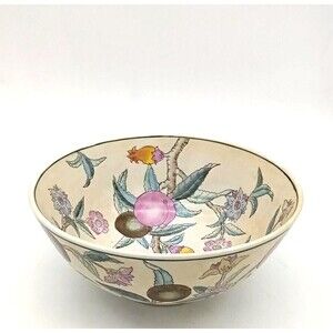 Vintage WBI Decorative Porcelain Floral & Fruit Pattern 8" Centerpiece Bowl